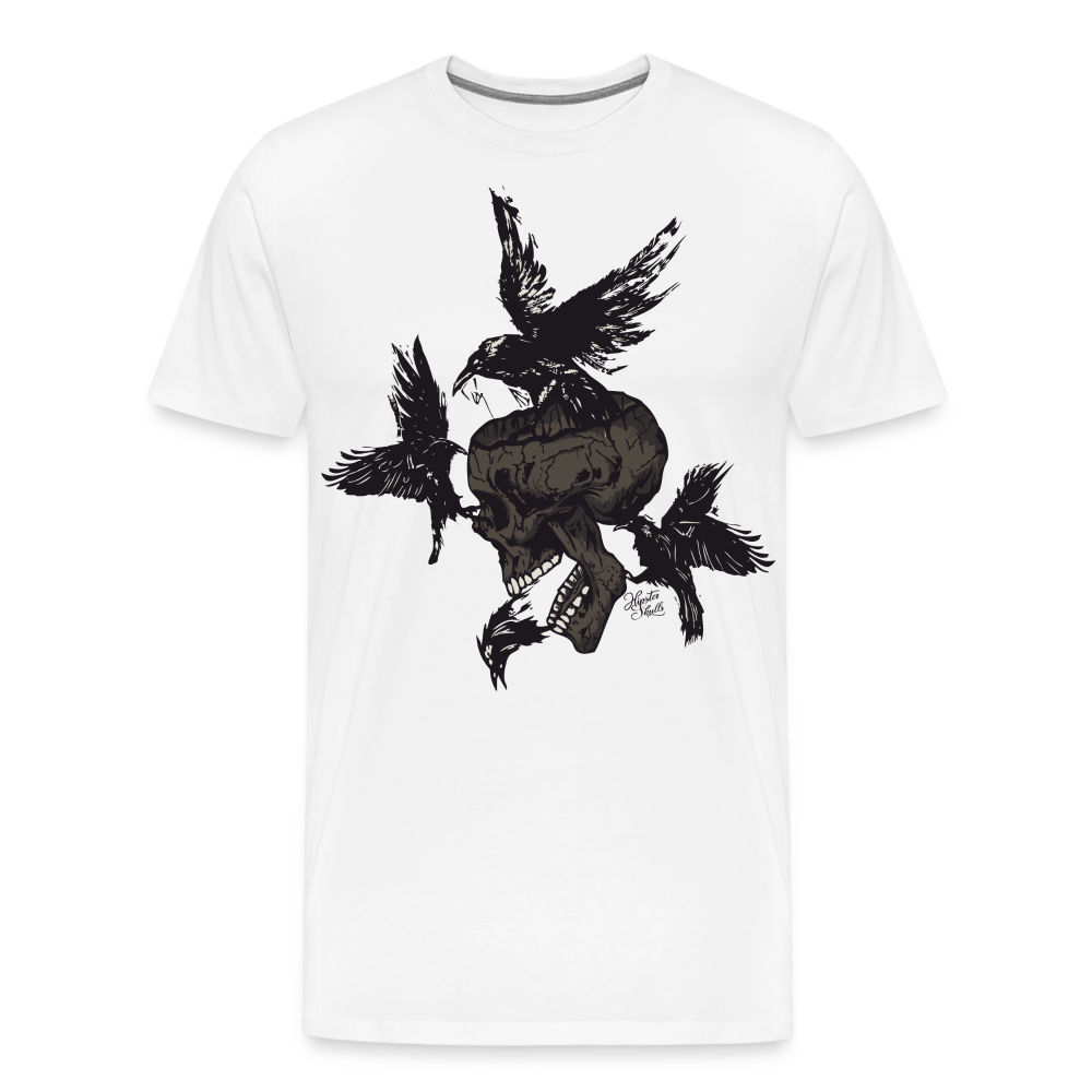 T-shirt Homme Hipster Skulls crow of death - blanc