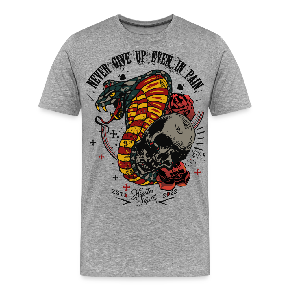 T-shirt Homme Old Skulls Never Give UP - gris chiné