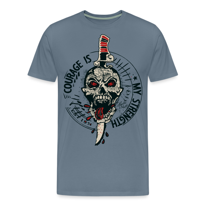 T-shirt Homme Old School Courage is my strenght - gris bleu