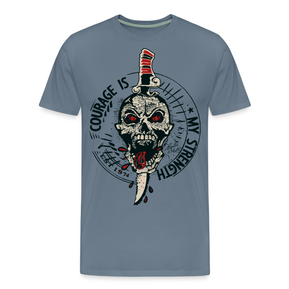 T-shirt Homme Old School Courage is my strenght - gris bleu