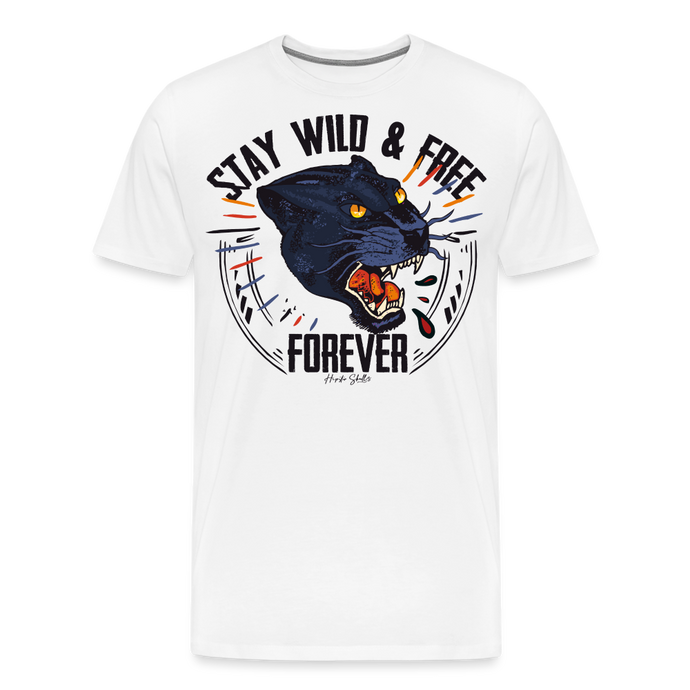 T-shirt Homme Stay wild and free panther - blanc