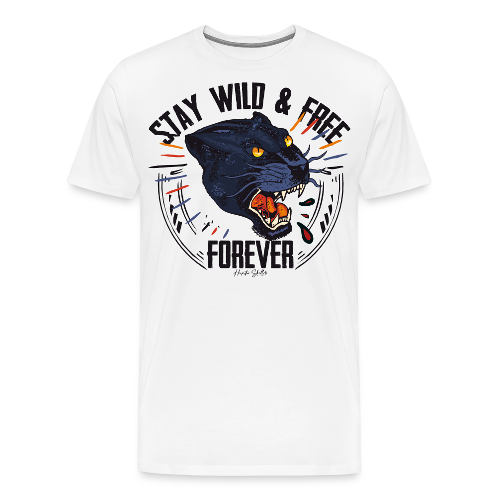 T-shirt Homme Stay wild and free panther - blanc