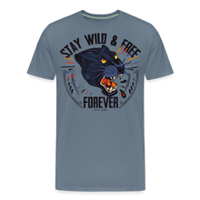 Charger l&#39;image dans la galerie, T-shirt Homme Stay wild and free panther - gris bleu
