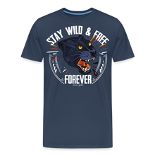 Charger l&#39;image dans la galerie, T-shirt Homme Stay wild and free panther noir - bleu marine
