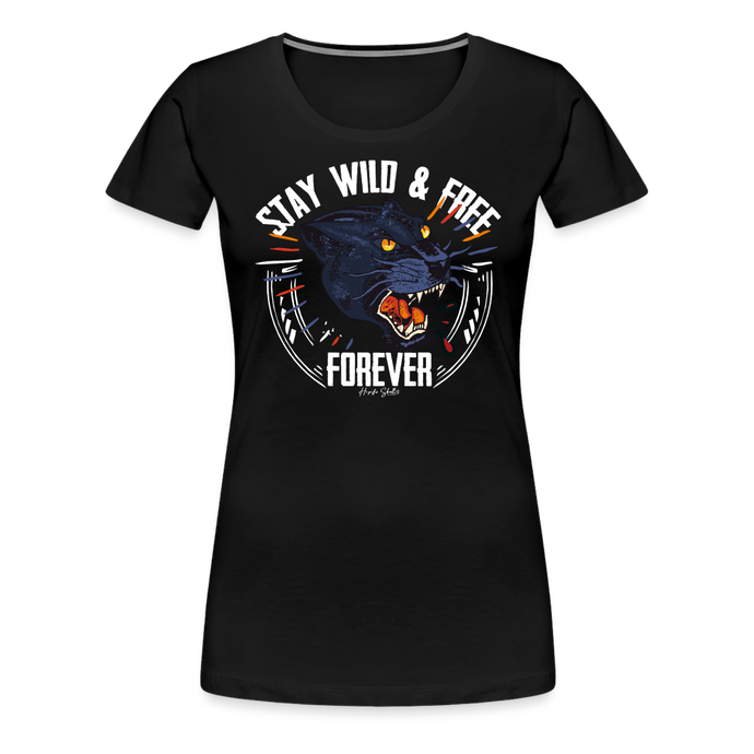 T-shirt Femme Stay wild and free panther noir - noir