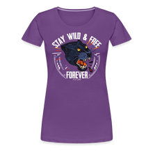 Charger l&#39;image dans la galerie, T-shirt Femme Stay wild and free panther noir - violet
