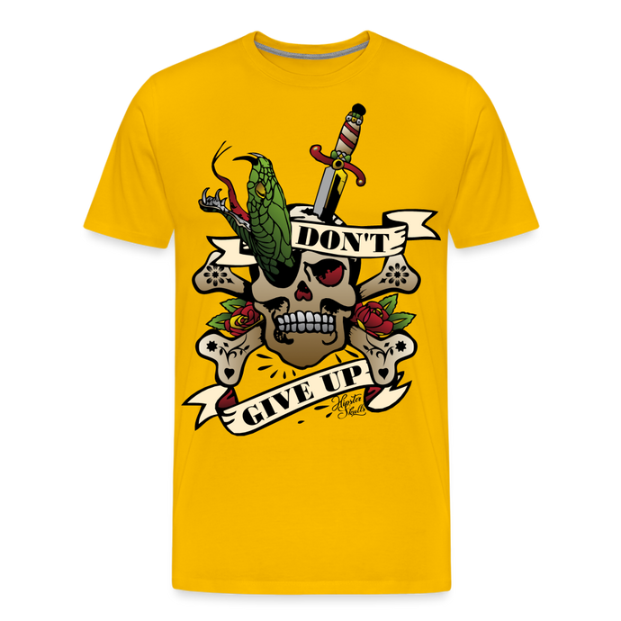 T-shirt Homme Old school tattoo don't give up - jaune soleil