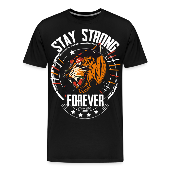 T-shirt Homme Stay strong tiger - noir