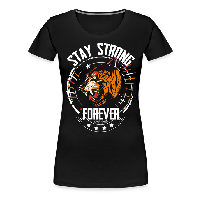 T-shirt Femme Stay strong tiger - noir