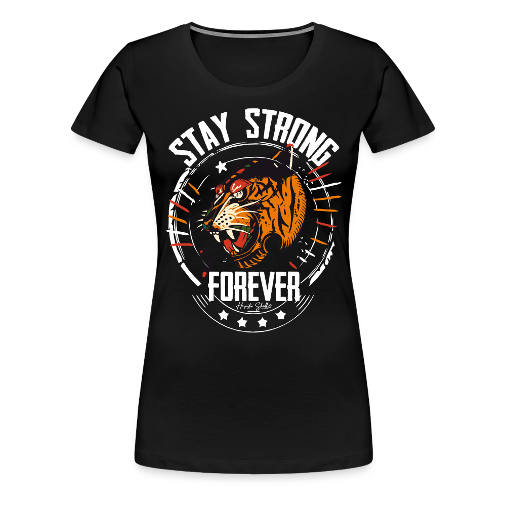 T-shirt Femme Stay strong tiger - noir