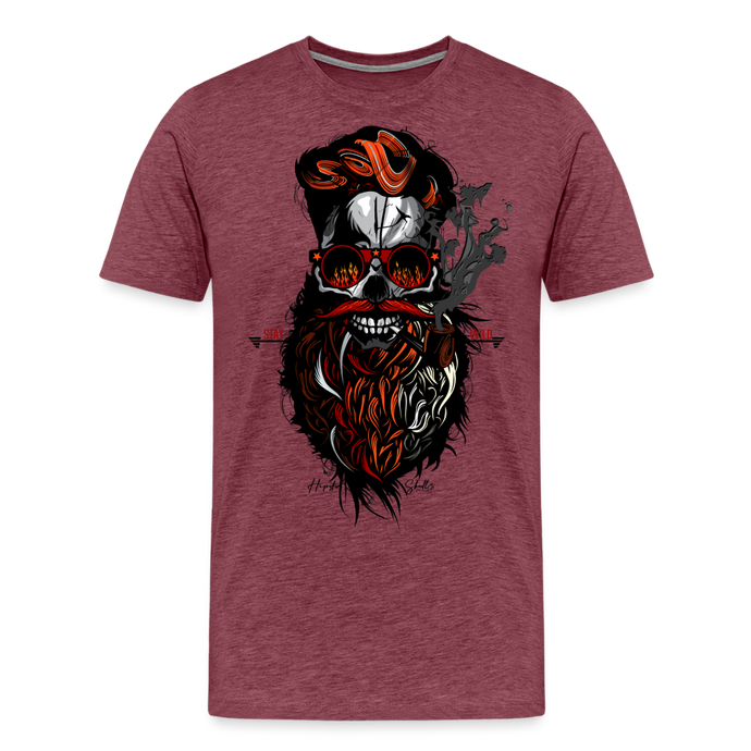 T-shirt Homme Hipster Skulls Stay Wild - rouge bordeaux chiné