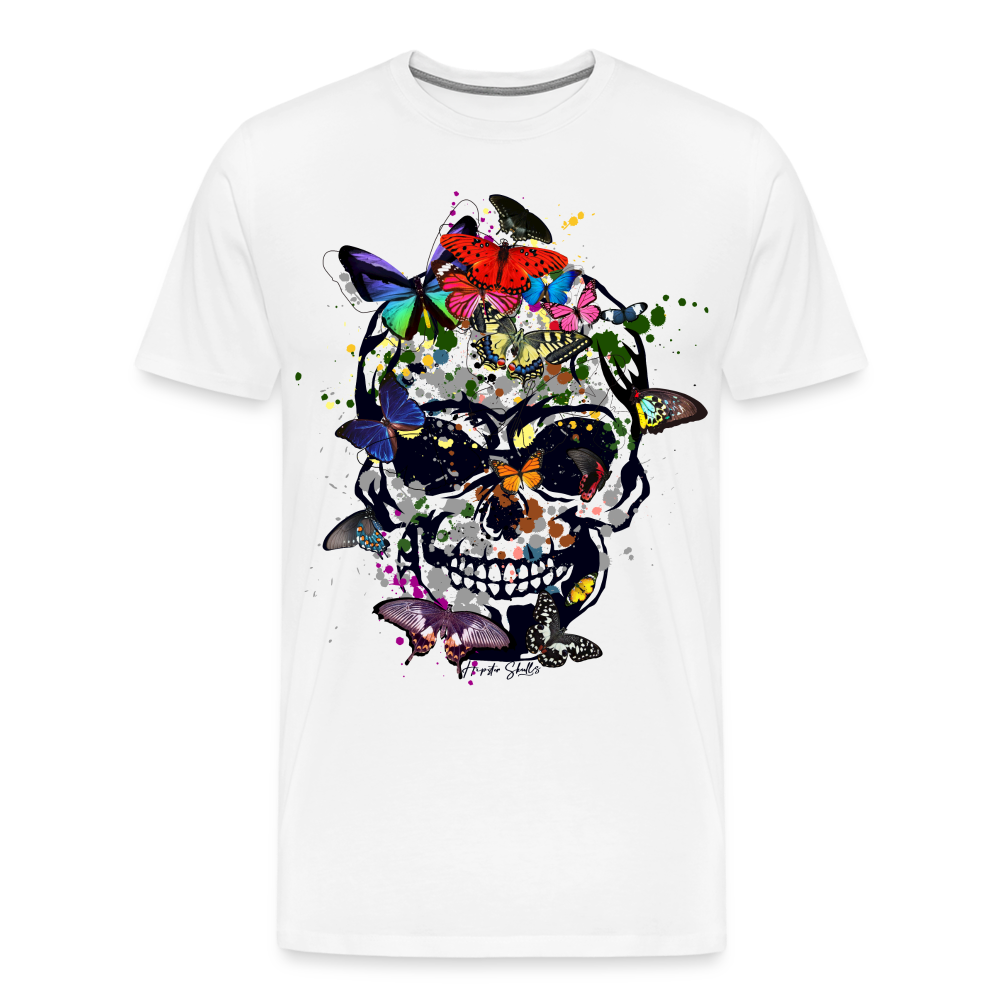 T-shirt Homme Crane papillons - blanc