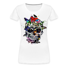 Charger l&#39;image dans la galerie, T-shirt Femme Hipster Crâne Papillons - blanc

