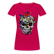 Charger l&#39;image dans la galerie, T-shirt Femme Hipster Crâne Papillons - rubis
