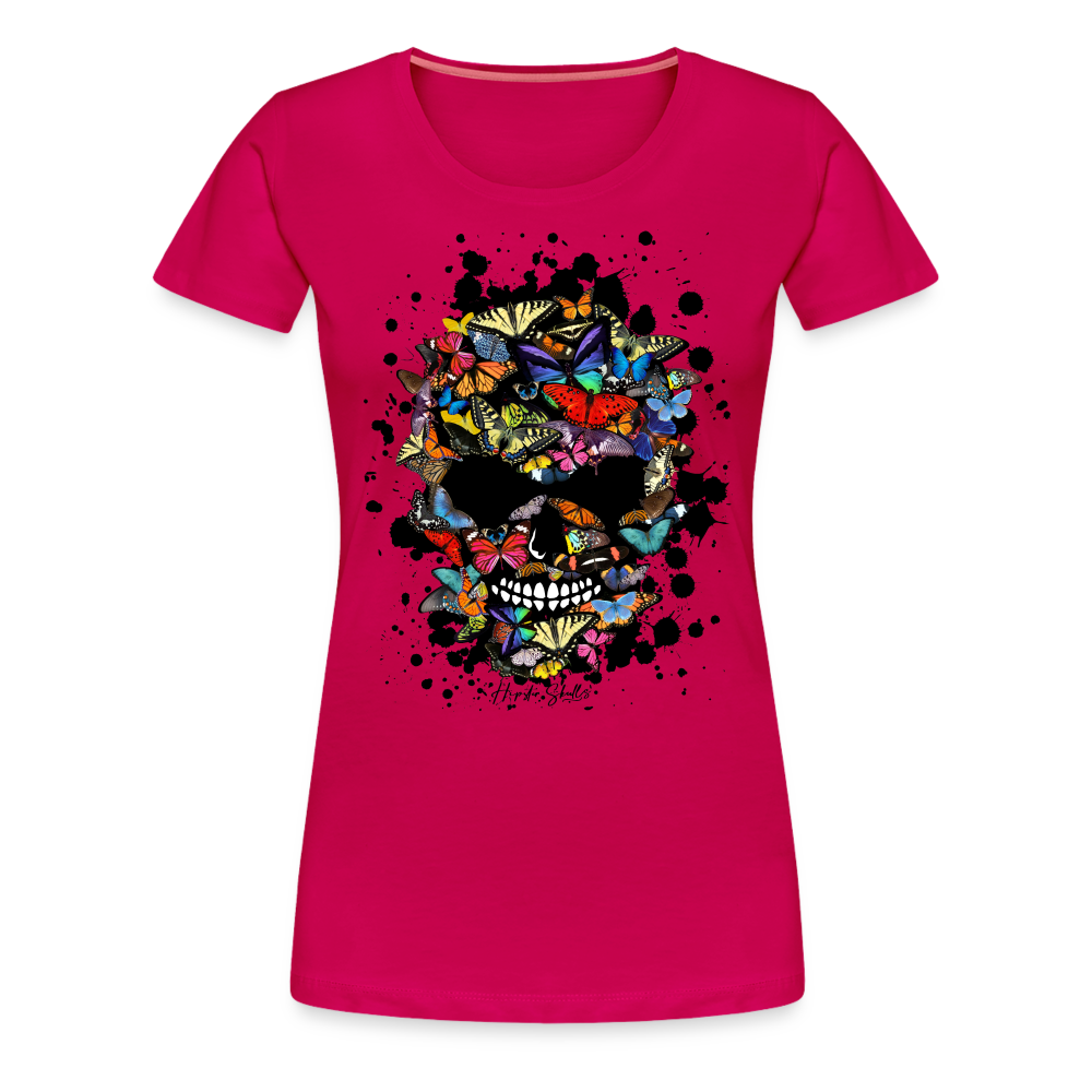 T-shirt Femme Crâne aux papillons - rubis
