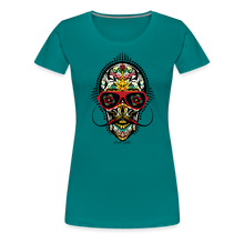 Charger l&#39;image dans la galerie, T-shirt Femme Mexican skull mustache - bleu diva

