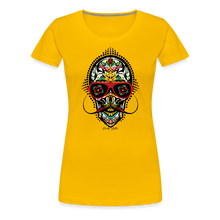 Charger l&#39;image dans la galerie, T-shirt Femme Mexican skull mustache - jaune soleil
