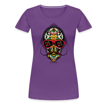 Charger l&#39;image dans la galerie, T-shirt Femme Mexican skull mustache - violet
