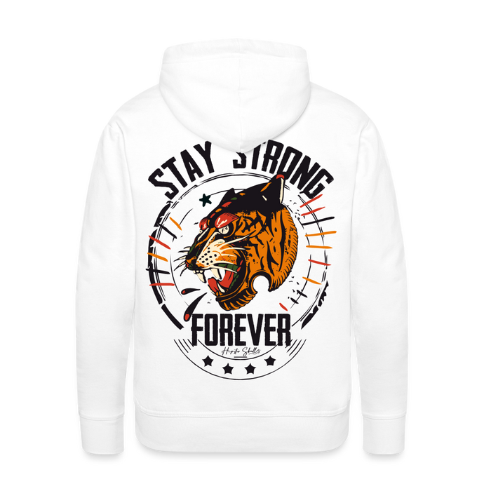Sweat-shirt à capuche hommes Tiger Stay Strong 2 - blanc