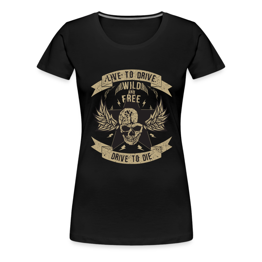 T-shirt Femme Motorcycle Vintage Live to drive - noir