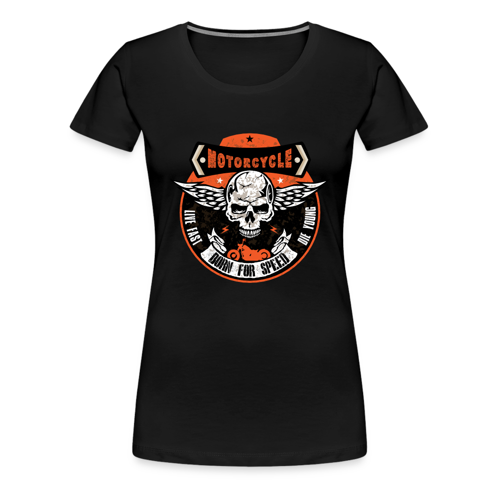 T-shirt Femme Motorcycle Vintage born to speed - noir