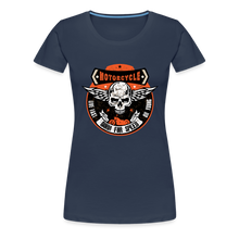 Charger l&#39;image dans la galerie, T-shirt Femme Motorcycle Vintage born to speed - bleu marine
