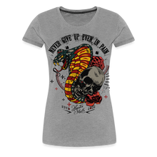 Charger l&#39;image dans la galerie, T-shirt Femme Old Skulls Never Give UP - gris chiné
