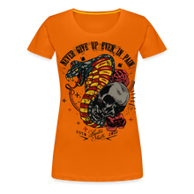 Charger l&#39;image dans la galerie, T-shirt Femme Old Skulls Never Give UP - orange
