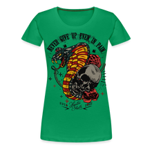 Charger l&#39;image dans la galerie, T-shirt Femme Old Skulls Never Give UP - vert
