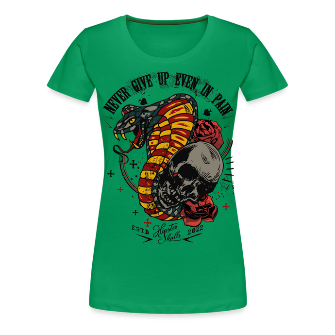 T-shirt Femme Old Skulls Never Give UP - vert