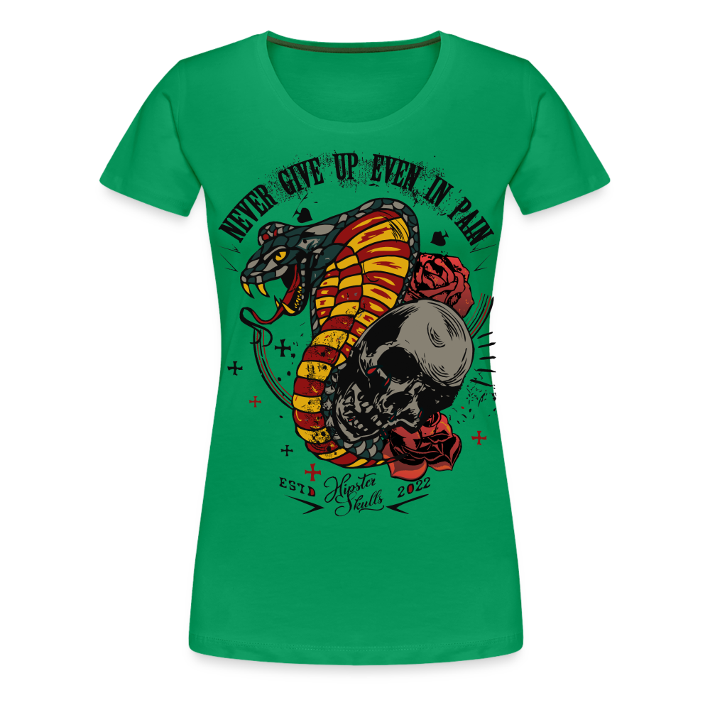 T-shirt Femme Old Skulls Never Give UP - vert