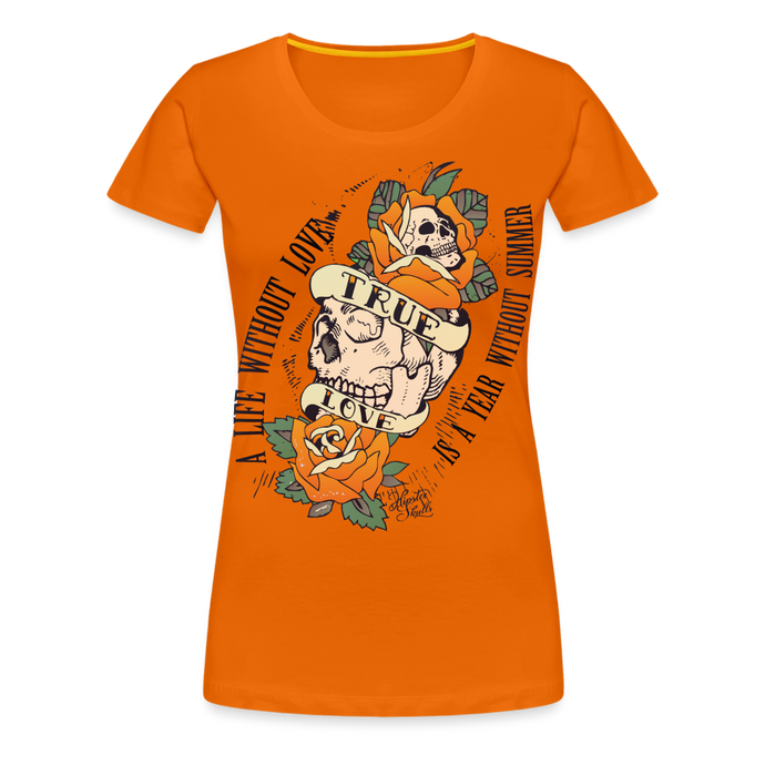 T-shirt Femme Old Skulls Tattoo True Love - orange