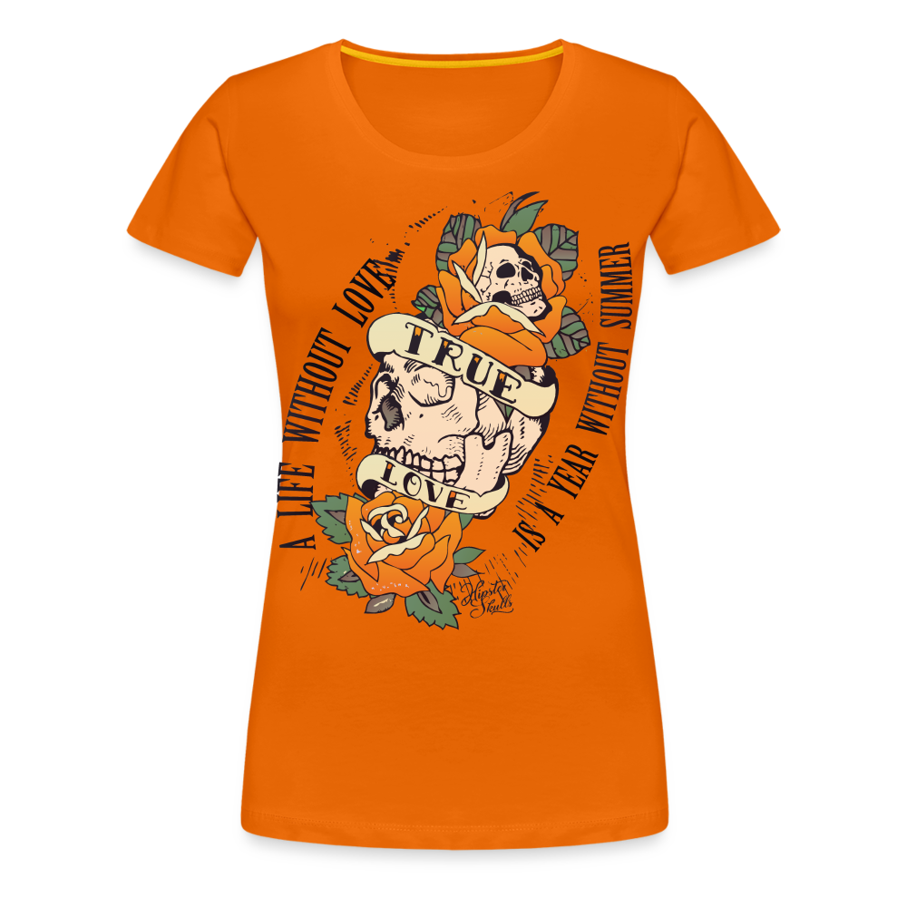 T-shirt Femme Old Skulls Tattoo True Love - orange