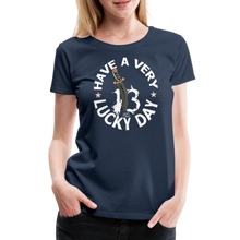 Charger l&#39;image dans la galerie, T-shirt Femme Have a very lucky day noir - bleu marine
