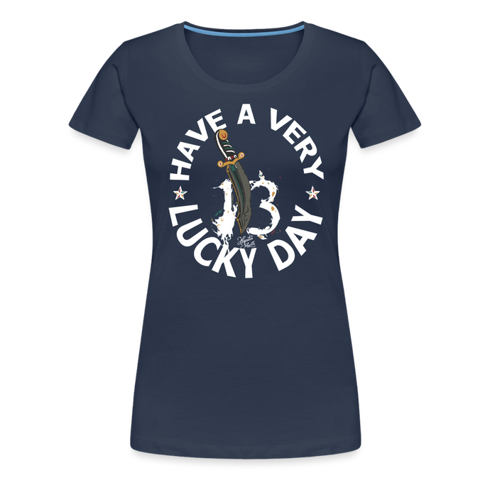 T-shirt Femme Have a very lucky day noir - bleu marine