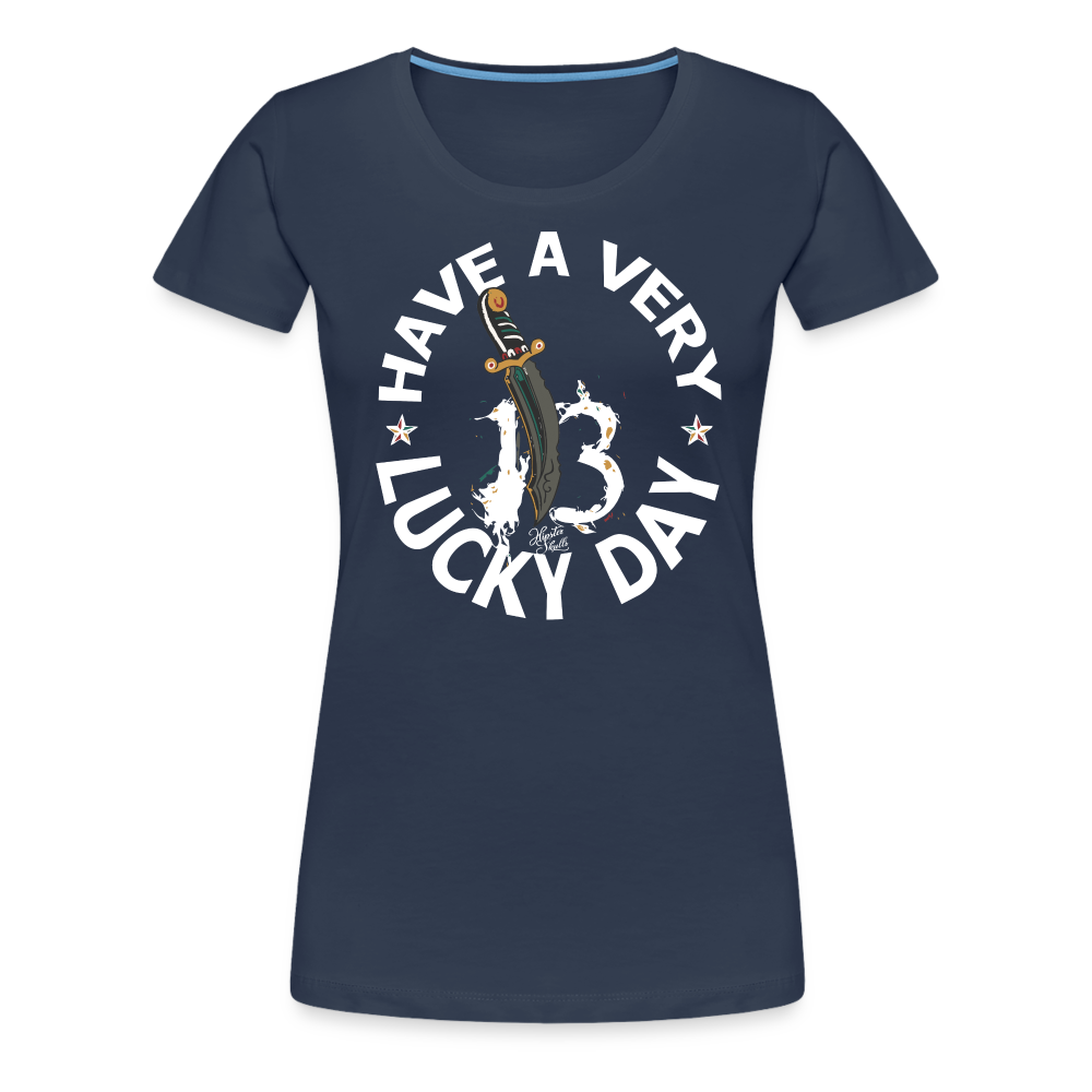 T-shirt Femme Have a very lucky day noir - bleu marine