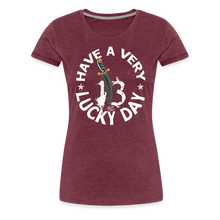 Charger l&#39;image dans la galerie, T-shirt Femme Have a very lucky day noir - rouge bordeaux chiné
