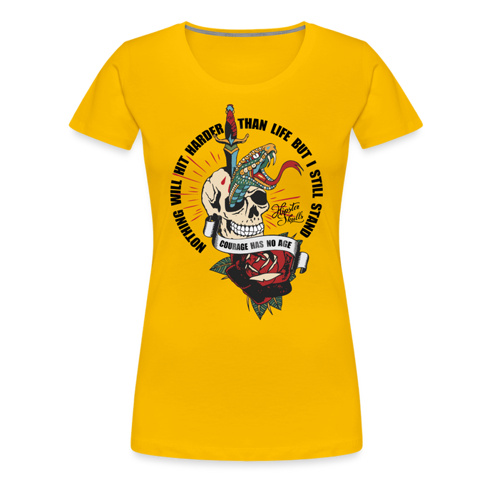 T-shirt Femme Courage has no age - jaune soleil