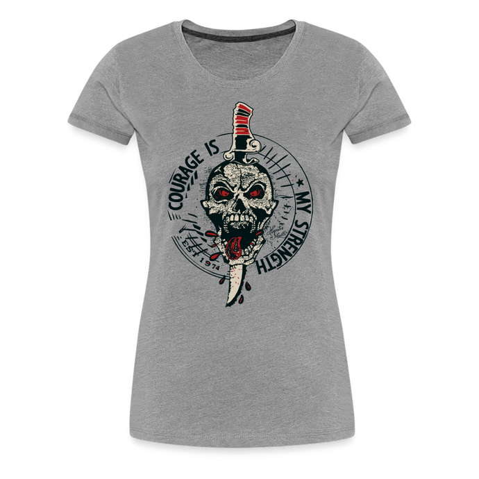 T-shirt Femme Old School Courage is my strenght - gris chiné