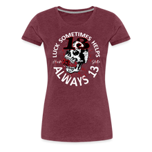 Charger l&#39;image dans la galerie, T-shirt Femme Luck Something helps noir - rouge bordeaux chiné
