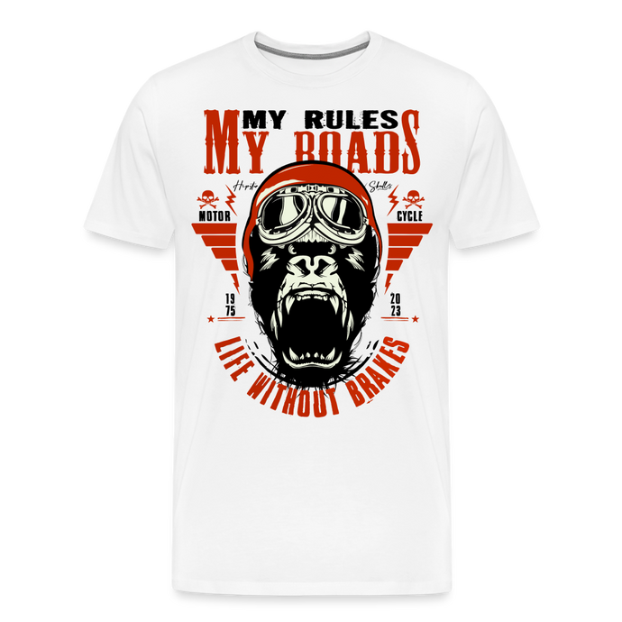 T-shirt Homme Motorcycle Gorilla - blanc