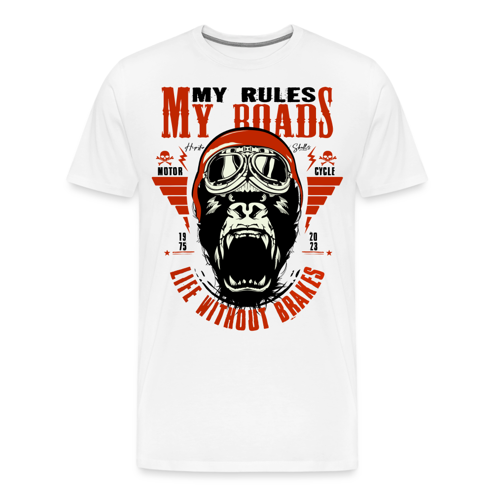 T-shirt Homme Motorcycle Gorilla - blanc
