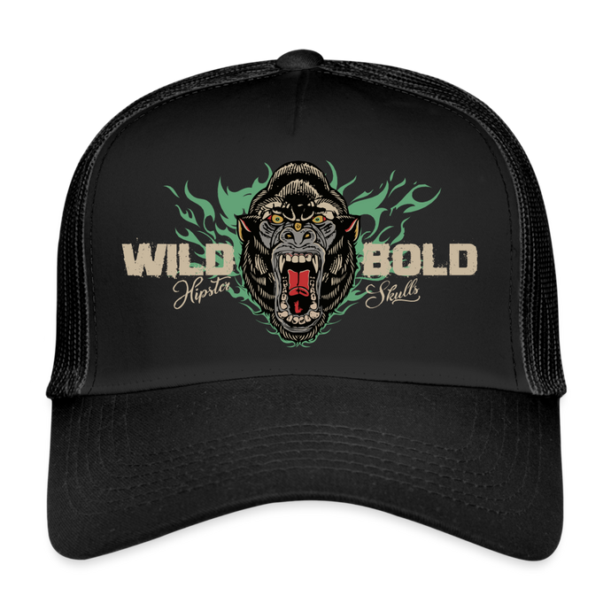 Casquette Trucker Wild Bold Gorilla - noir/noir