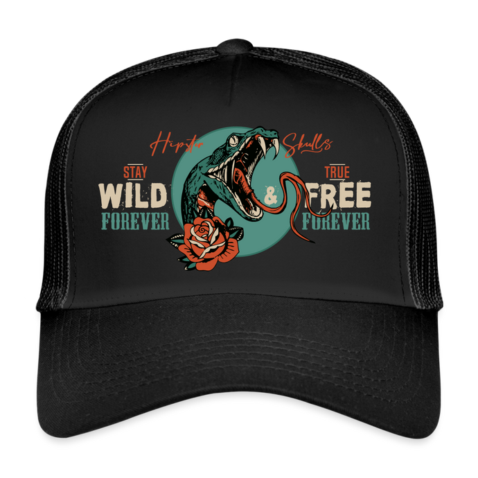 Casquette Trucker Serpent Wild & Free - noir/noir