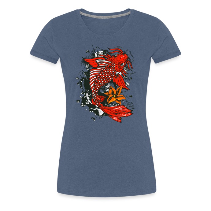 T-shirt Femme Koi Fish - bleu chiné