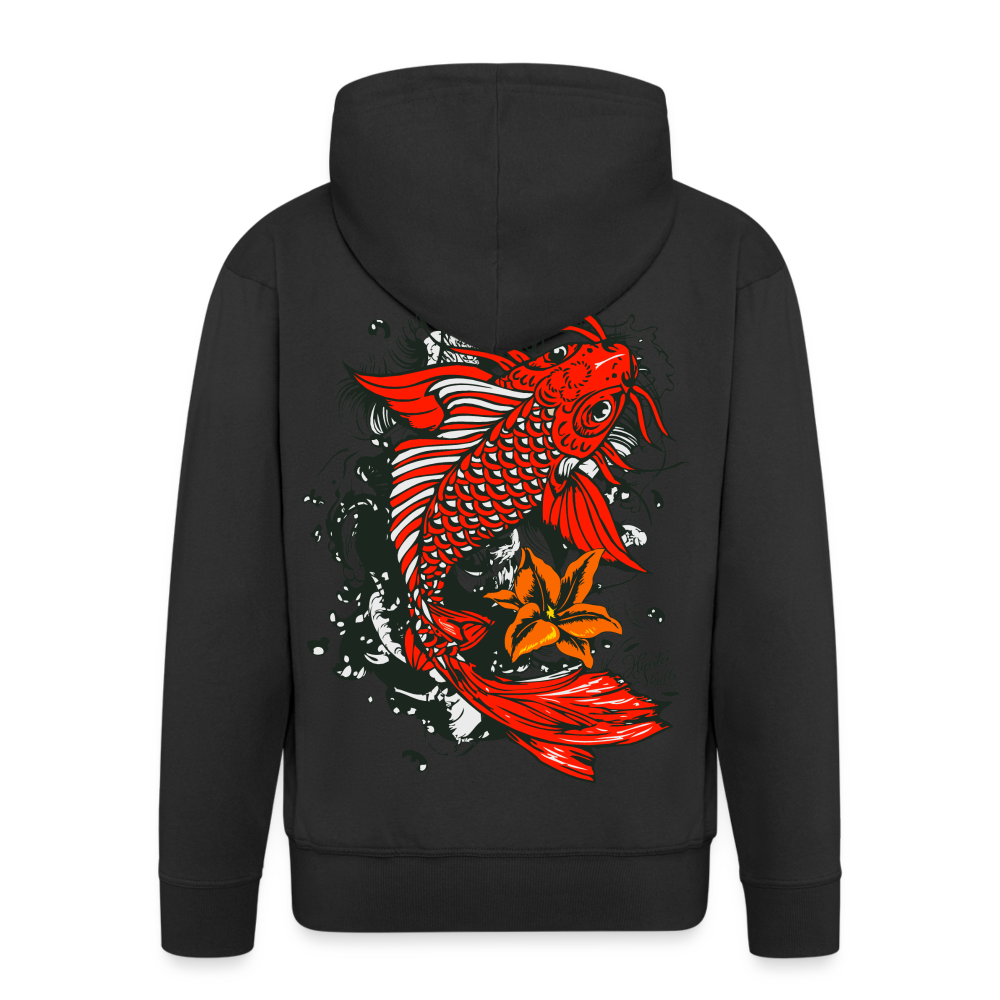 Sweat-shirt Zippé à capuche Hommes Koi Fish - noir