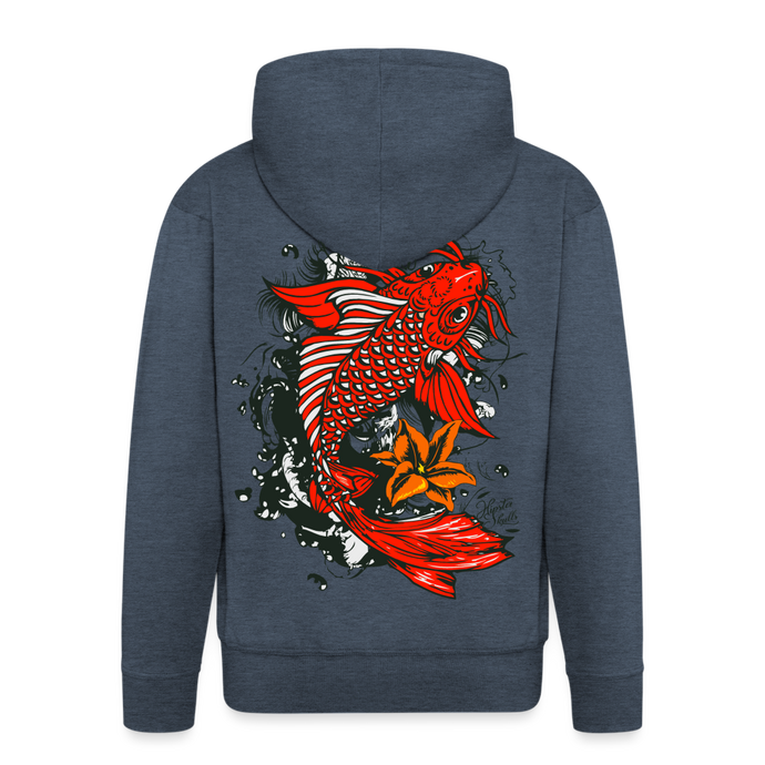 Sweat-shirt Zippé à capuche Hommes Koi Fish - bleu jeans