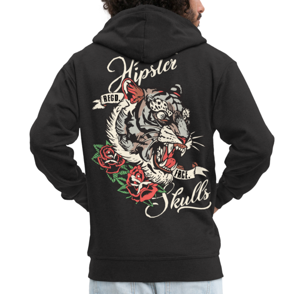 Sweat-shirt Zippé à capuche Hommes Old School Tiger - noir