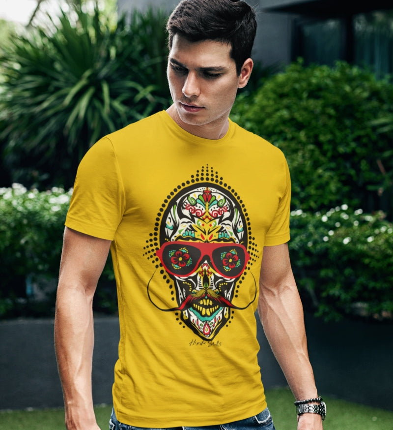 T-Shirt Homme Tête de Mort Mexicaine