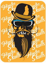 Charger l&#39;image dans la galerie, Homme T-Shirt Tête de mort crâne hipster skull à barbe et moustache chapeau melon
